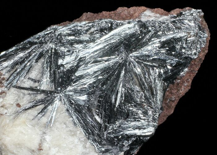 Metallic, Radiating Pyrolusite Cystals - Morocco #56958